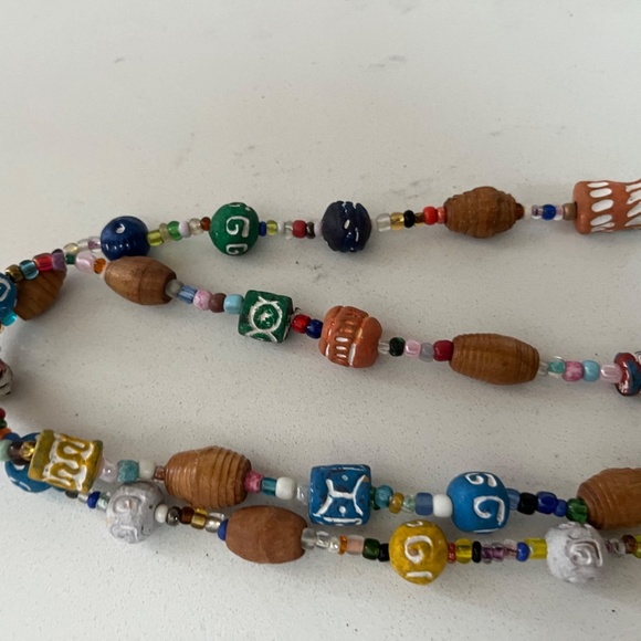 African Trade beads necklace 2 pc, Ethnic bead 2 necklaces NEW - Picture 3 of 4